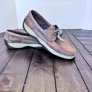 Sperry Intrepid Mens Boat Shoes Sz 9 M Light Brown Leather Lace Up Round Toe